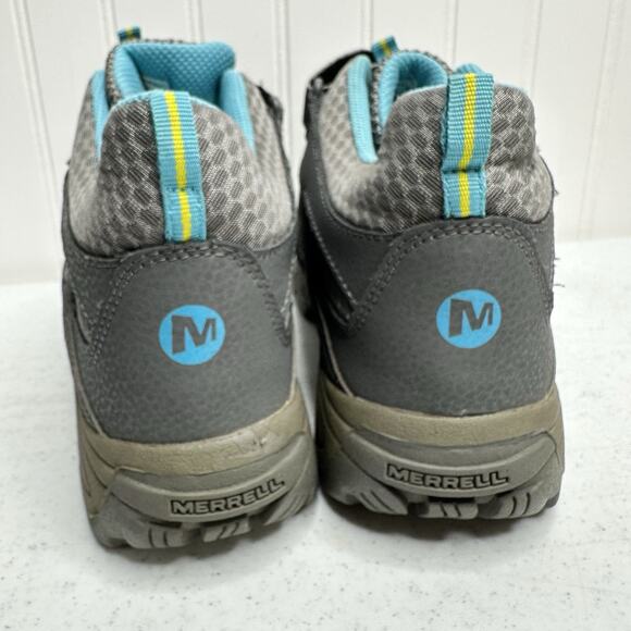 Merrell Boots Girls 5M Youth Hilltop Mid Quick Close Grey Waterproof Hiking Shoe - Picture 5 of 9